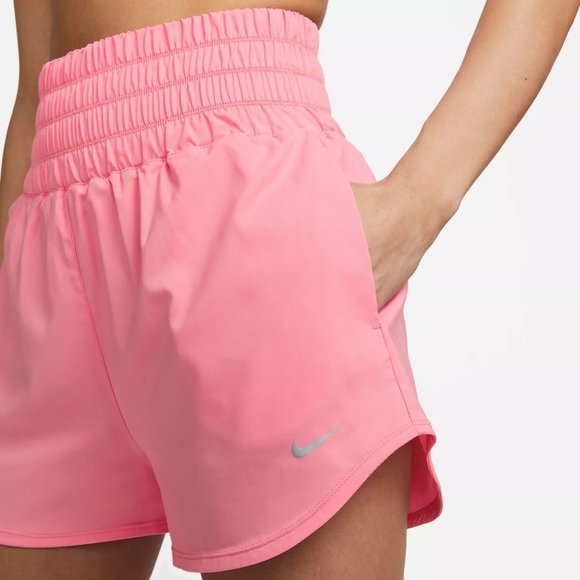 Women's Pink Nike One Dri-FIT Ultra High-Waisted 3" Brief-Lined Shorts, Size M - Picture 3 of 6